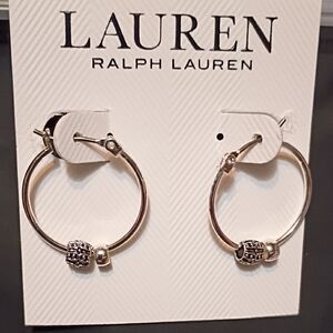 NWT Lauren Ralph Lauren Silver Beaded Hoop Earrings